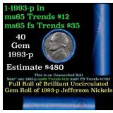 BU Shotgun Jefferson 5c roll, 1993-p 40 pcs Bell T