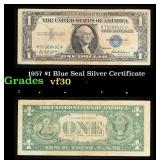 1957 $1 Blue Seal Silver Certificate Grades vf++