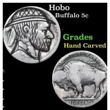 Hobo Buffalo Nickel 5c Grades Hand Carved