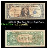 1957A $1 Blue Seal Silver Certificate Grades xf de