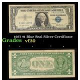1957 $1 Blue Seal Silver Certificate Grades vf++