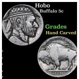 Hobo Buffalo Nickel 5c Grades Hand Carved