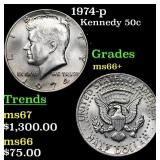1974-p Kennedy Half Dollar 50c Grades GEM++ Unc