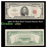 1963 $5 Red Seal United States Note Grades vf++