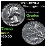 1776-1976-d Washington Quarter 25c Grades GEM Unc