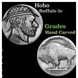 Hobo Buffalo Nickel 5c Grades Hand Carved