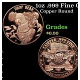 1oz .999 Fine Copper Bullion Round - "Drop Bear" S