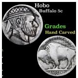 Hobo Buffalo Nickel 5c Grades Hand Carved