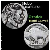 Hobo Buffalo Nickel 5c Grades Hand Carved