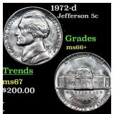 1972-d Jefferson Nickel 5c Grades GEM++ Unc