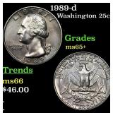1989-d Washington Quarter 25c Grades GEM+ Unc