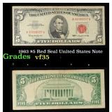 1963 $5 Red Seal United States Note Grades vf++