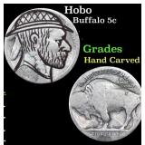 Hobo Buffalo Nickel 5c Grades Hand Carved