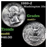 1989-d Washington Quarter 25c Grades GEM+ Unc