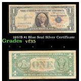1957B $1 Blue Seal Silver Certificate Grades vf++