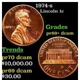 1974-s Proof Lincoln Cent 1c Grades GEM++ Proof De