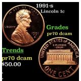 1991-s Proof Lincoln Cent 1c GEM++ Proof Deep Came