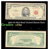 1963 $5 Red Seal United States Note Grades vf++