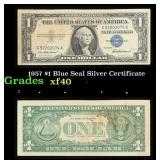 1957 $1 Blue Seal Silver Certificate Grades xf