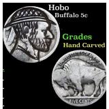 Hobo Buffalo Nickel 5c Grades Hand Carved