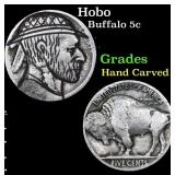 Hobo Buffalo Nickel 5c Grades Hand Carved