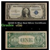 1935D $1 Blue Seal Silver Certificate Grades vf++