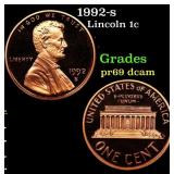 1992-s Proof Lincoln Cent 1c Grades GEM++ Proof De