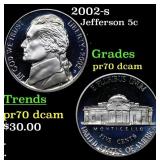 2002-s Proof Jefferson Nickel 5c GEM++ Proof Deep