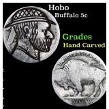 Hobo Buffalo Nickel 5c Grades Hand Carved