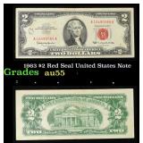 1963 $2 Red Seal United States Note Grades Choice