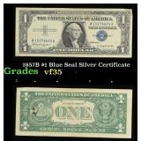 1957B $1 Blue Seal Silver Certificate Grades vf++
