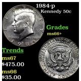 1984-p Kennedy Half Dollar 50c Grades GEM++ Unc