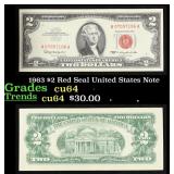 1963 $2 Red Seal United States Note Grades Choice