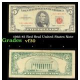 1963 $5 Red Seal United States Note Grades vf++