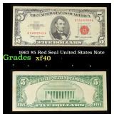 1963 $5 Red Seal United States Note Grades xf