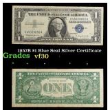 1957B $1 Blue Seal Silver Certificate Grades vf++