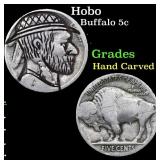 Hobo Buffalo Nickel 5c Grades Hand Carved