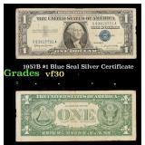 1957B $1 Blue Seal Silver Certificate Grades vf++