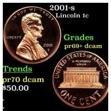 2001-s Proof Lincoln Cent 1c Grades GEM++ Proof De