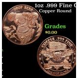 1oz .999 Fine Copper Bullion Round - "Drop Bear" S