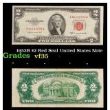 1953B $2 Red Seal United States Note Grades vf++