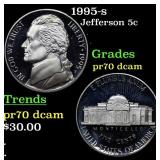 1995-s Proof Jefferson Nickel 5c pr70 dcam SEGS