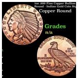 1oz .999 Fine Copper Bullion Round - Indian Gold C