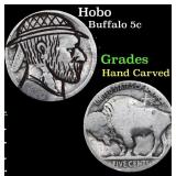 Hobo Buffalo Nickel 5c Grades Hand Carved
