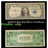 1957B $1 Blue Seal Silver Certificate Grades vf+