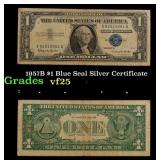 1957B $1 Blue Seal Silver Certificate Grades vf+