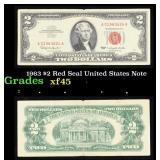 1963 $2 Red Seal United States Note Grades xf+