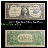 1957 $1 Blue Seal Silver Certificate Grades vf+