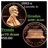 1992-s Proof Lincoln Cent 1c Grades GEM++ Proof De