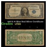 1957A $1 Blue Seal Silver Certificate Grades vf, v
